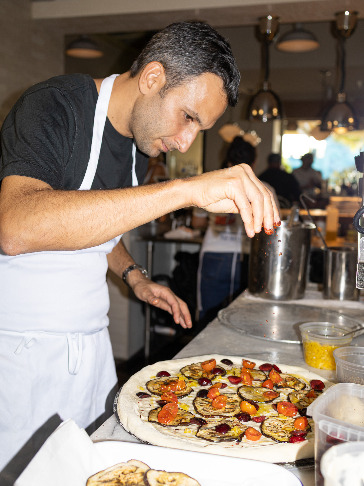 Chef Sam cooked a special pizza at Bar Bucce